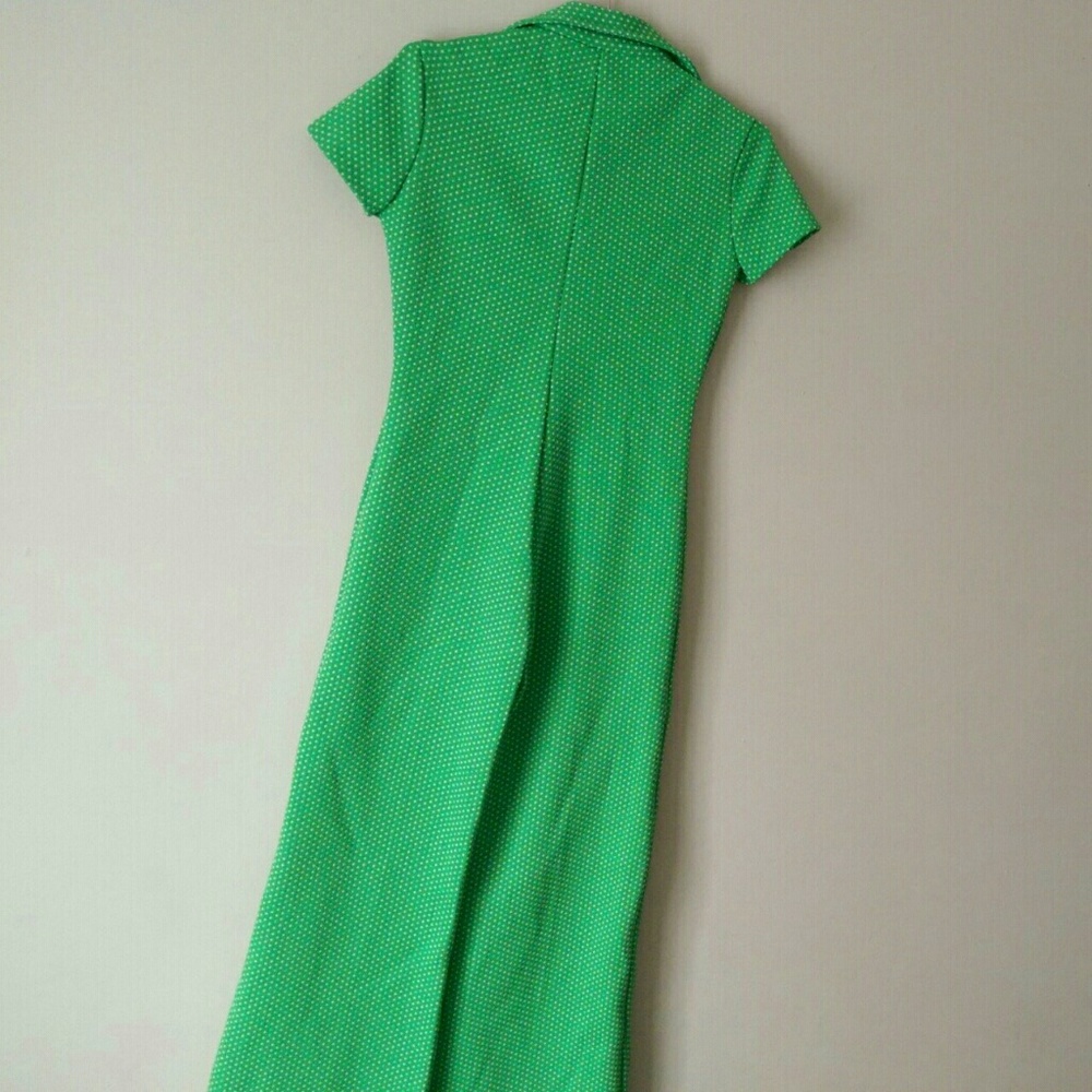 SOLD • RARE VTG 70s Green Polka Dot Disco Jumpsuit - Picture 4 of 4